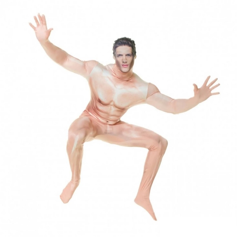 Censored naked man morphsuit costume XL